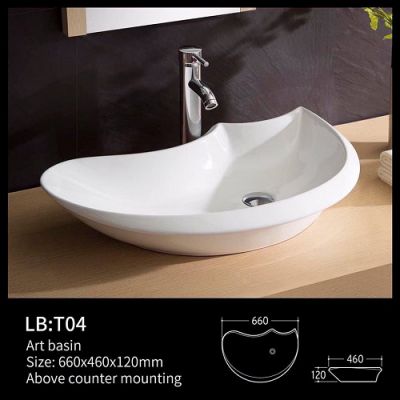 Chậu Lavabo sứ trắng cao cấp (CT06)