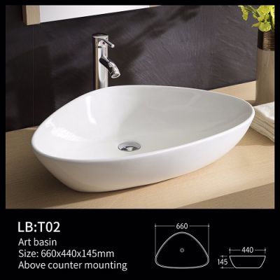 Chậu Lavabo sứ trắng cao cấp (CT01)